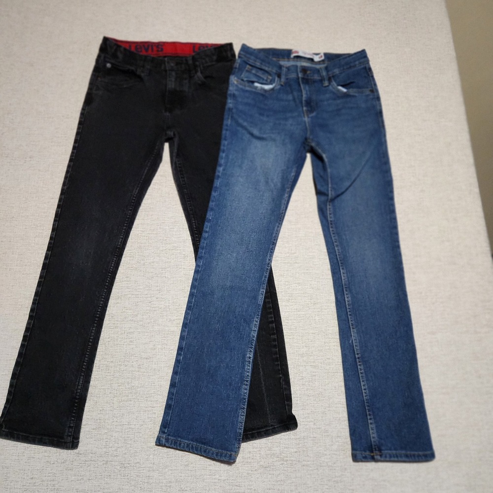 Levi's 511 Slim Fit Jeans Kids Size 14 Regular Black Blue Denim Bundle 2 Pack